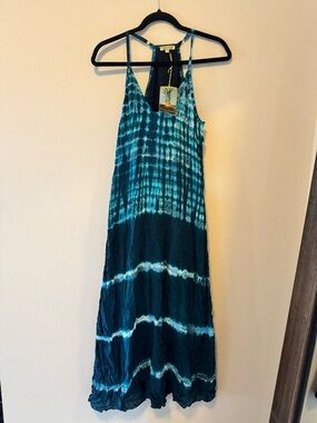 Tie-Dye Maxi Dress in Teal and Navy
